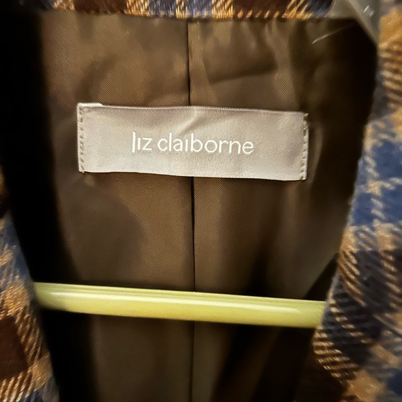 Liz Claiborne Brown blue Tweed Blazer Two Button Size M - Picture 7 of 8